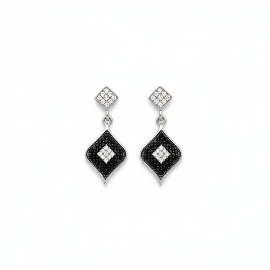 Geometric Crystal Earring with white background
